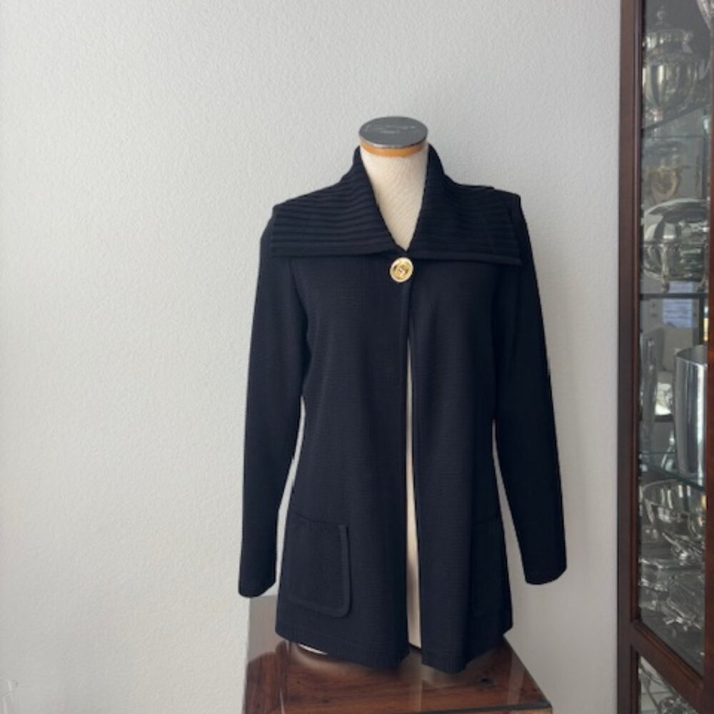 Misook jet black cadigan sweater size small